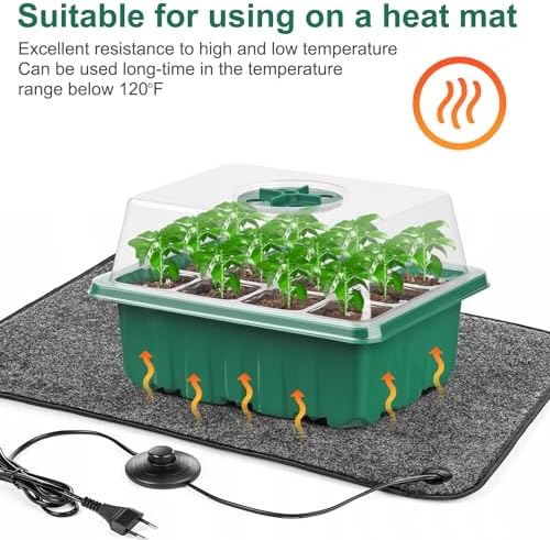 12 Pack Seed Starter Tray, 144Cell Stater Kit with Humidity Dome Green
