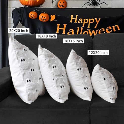 Halloween Pillow Covers 12x20 Set of 2 White Ghost Farmhouse Home Decor