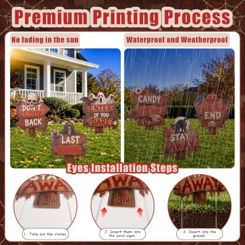 Halloween Yard Signs Decorations, Outdoor Scary Grave Beware Stakes Outside