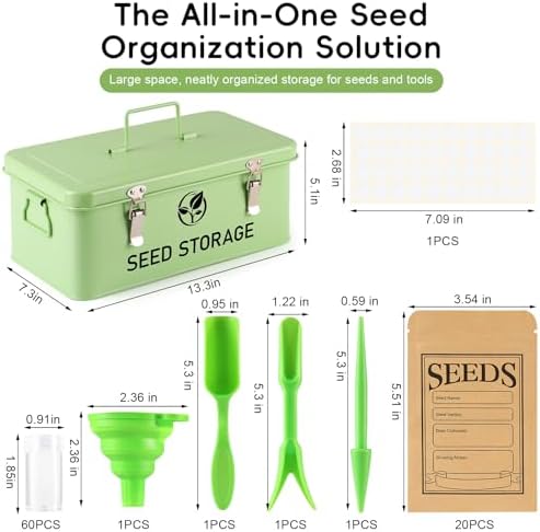 Seed Storage Organizer, Metal Seed Vault Bank Saving Containers Box (Seeds not Included)