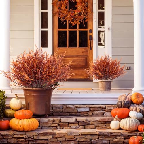 RECUTMS Fake Fall Plants for Outdoor Faux Lavender Flowers Fake Greenery