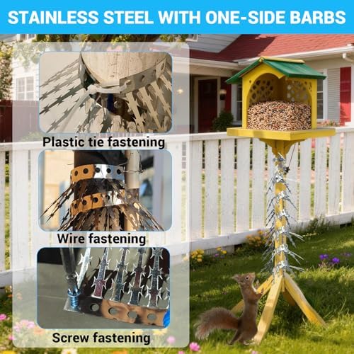 120 inch Bird Spikes/Squirrel Baffle for Bird Feeder Pole, Deters Raccoons