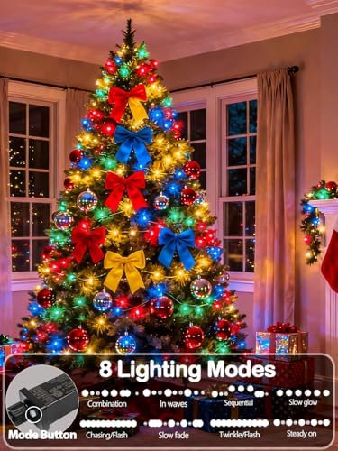 Extendable 108FT 300 LED Christmas String Lights Indoor Outdoor Multicolor