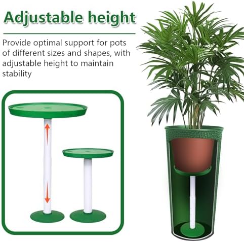 Adjustable Height Planter Inserts for Large Pots, Portable Planter Filler Plant with 11-17" Rise , 6" Base, 8" or 10" Top (Green, shorts)