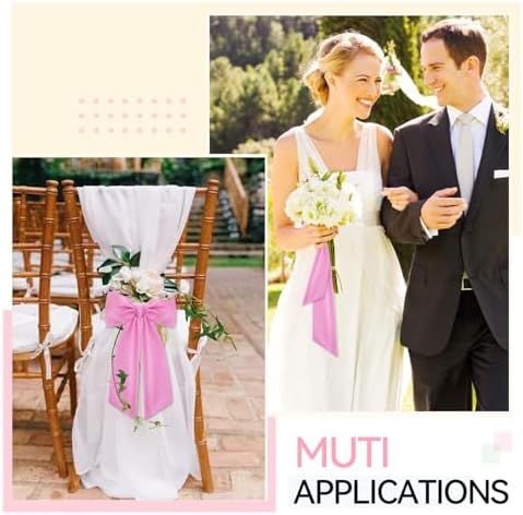 2 Pcs Pink Wreath Sash for Front Door Linen Wreath Ribbon Bow for Yard Porch Garland Home Decor