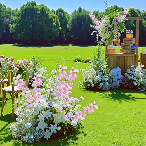 8 pcs Cherry Blossom Pink Delphinium Artificial Flowers, 34.25''Artificial Snapdragon Flowers Tall Fake Flowers Silk Flowers Faux Delphinium Bulk for Tall Vase Home Wedding Garden Table Decor