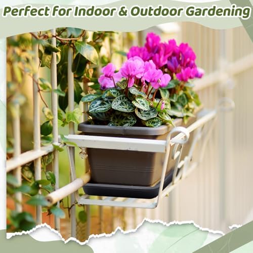Cinnvoice 4 Pack Black Rectangle Plant Saucer, 23.2 x 8.2 x 0.8 Inch