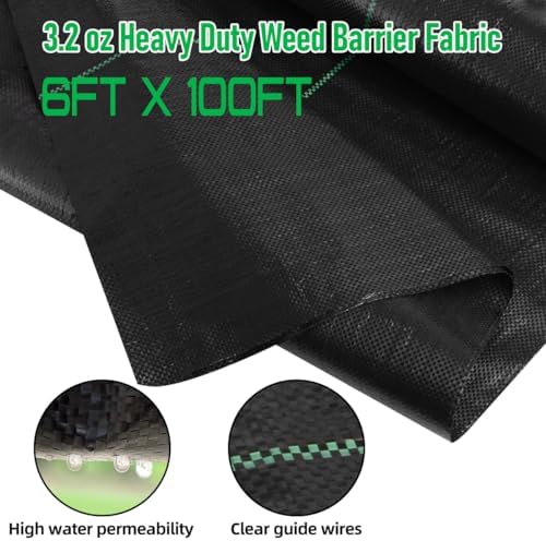 LAVEVE Heavy Duty Weed Barrier Landscape Fabric 6FT x 100FT