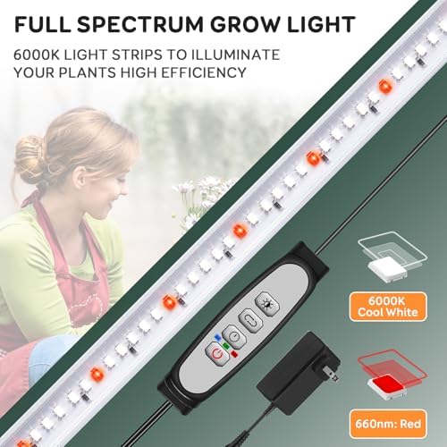 SDOVUERC 16'' 4 Bars Grow Light Strips for Indoor Shelves Plants Growing.