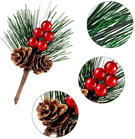 WILLBOND 24 Pieces Christmas Floral Picks, Artificial Pine Picks, Red