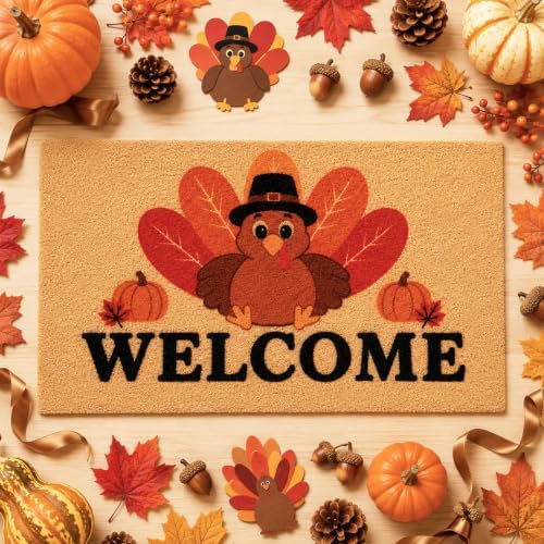 Thanksgiving Turkey Welcome Door Mat- Turkey Outdoor Front Doormat