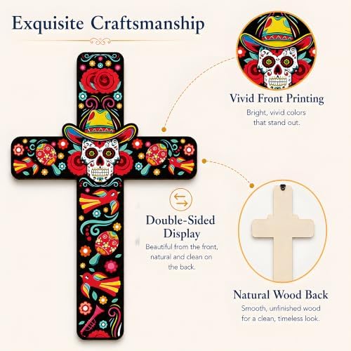 Day of The Dead Decorations - 2PCS Dia de Los Muertos Cross Wall Decor