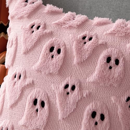 MIULEE Pink Halloween Pillow Covers Cute Ghost Decor Set of 2 18x18