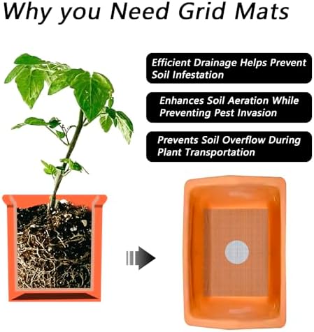 10 PCS Flower Pot Hole Mesh Pad, 8×12inch Squares Drainage Hole, Plant Pot Drainage Mat, Plant Potting Mat to Prevent Soil Loss, Gardening Gifts for Friend