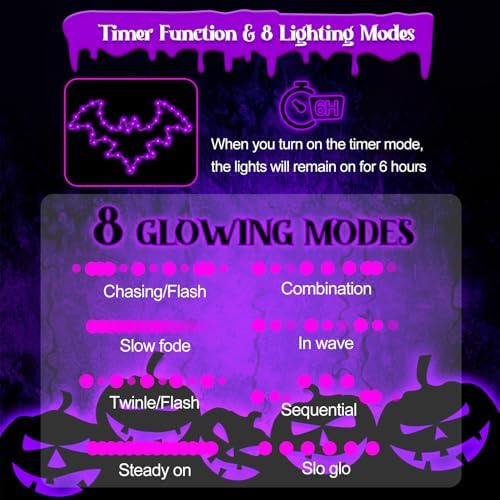 Halloween Window Lights, 2 Pack LED Waterproof Timer Indoor Decor