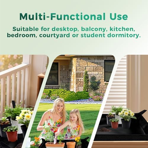 39.5"x39.5" Plant Transplanting Mat - Thickened Waterproof Potting Mat, Succulent Gardening Mat, Portable Repotting Mat for Mess Control (PVC-Black)