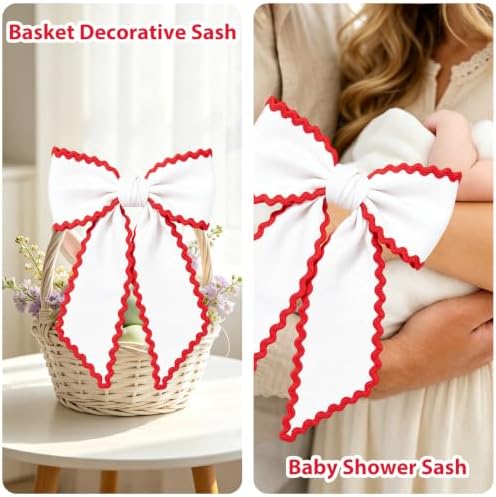 Wreath Sash for Front Door, 2 pcs Scalloped Wreath Ribbon for Porch