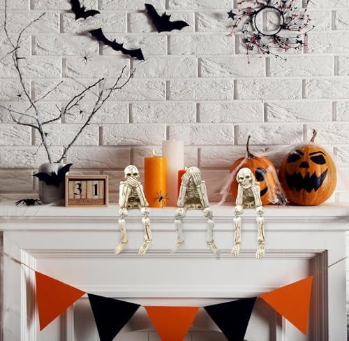 Gift Boutique Halloween Skeleton Statues Set of 3 - with Dangling Legs