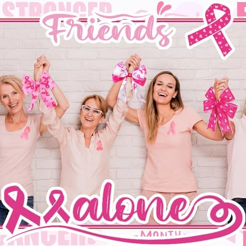Wavyknot 6 Rolls Breast Cancer Awareness Wired Edge Ribbon 2 Inch x 30 Yard