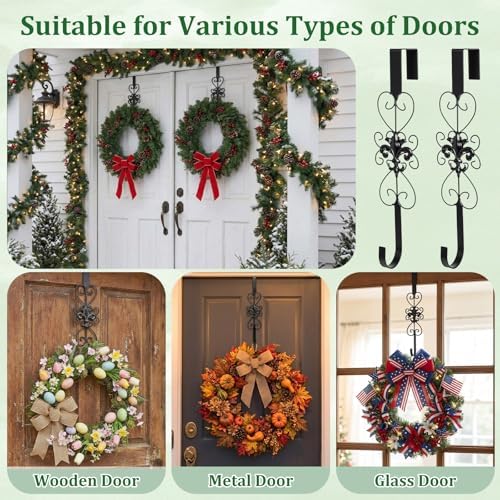 2 Pcs Halloween Wreath Hangers for Front Door, 15.5 in, Black