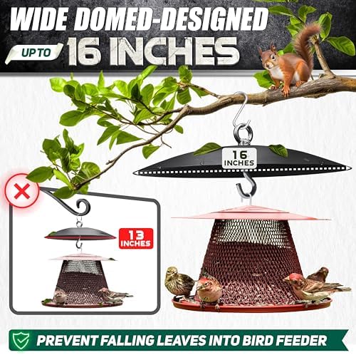 Solid Metal 16” Squirrel Baffle for Bird Feeder Hang Mount Squirrel Guard