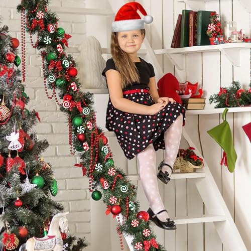 JUNEBRUSHS 120 Pcs Christmas Peppermint Plastic Candy Cane Fake Peppermint Candy Ornaments for Christmas Tree Garland Xmas Holiday Decor Party Favors DIY Crafts