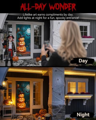 Halloween Door Cover Decor, Outdoor Party Wall Backdrop Sign