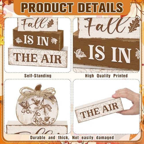 Yousoontic 4 Pcs Fall Pumpkin Figurines Set, Rustic Farmhouse Decor