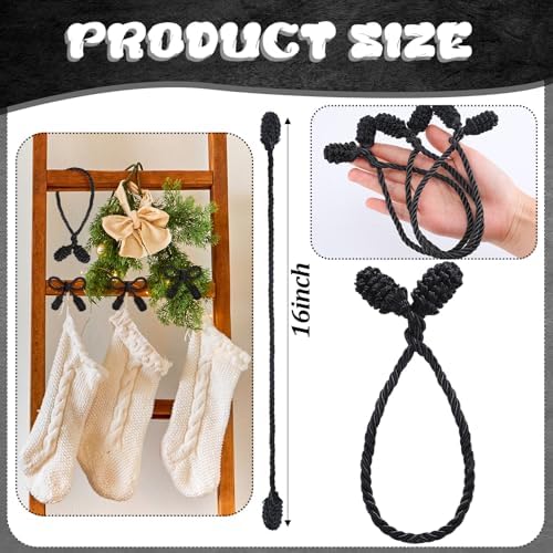 Shappy 24 Pieces Christmas Garland Ties for Banister Reusable, Black