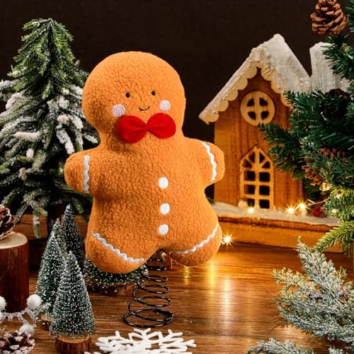 Gejoy Christmas Gingerbread Tree Topper Funny Plush Xmas Ornament