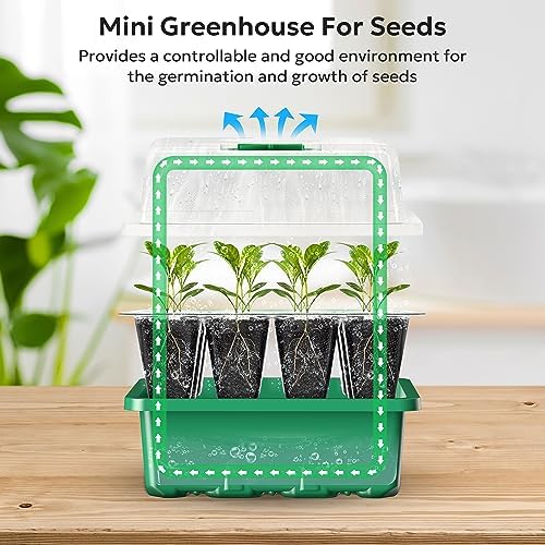 MIXC 10 Pack Seed Starter Tray, 120Cell Stater Kit with Humidity Dome Green