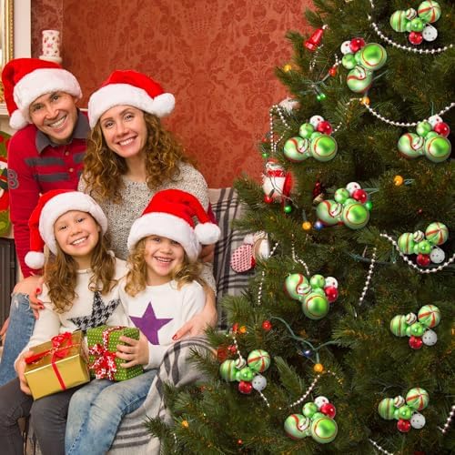 Daifunli 8 Pcs Lime Green Christmas Tree Picks 7.87 Inch Christmas Balls Ornaments Xmas Hanging Peppermint Decorations for Xmas Tree Topper DIY Wreath Holiday Floral Vase Fillers Crafts Home Decor
