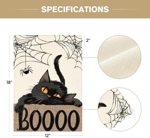 AVOIN colorlife Black Cat Halloween Garden Flag for Outside 12x18 Inch