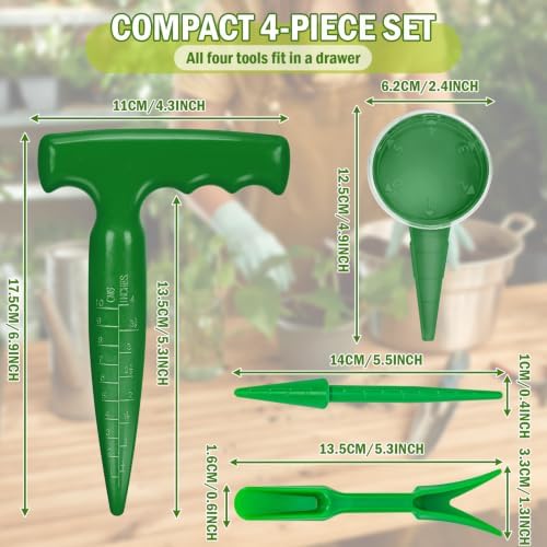 Seed Planter Tool, Seed Dibber, Seed Dispenser, Green, 4 Pcs