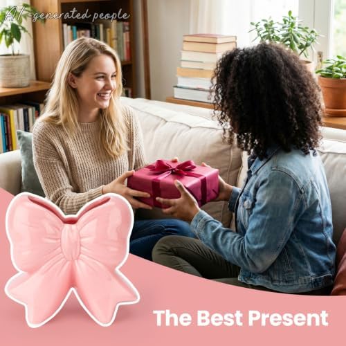 Elegant Pink Bow Shaped Ceramic Vase Multi-Functional Flower Vase