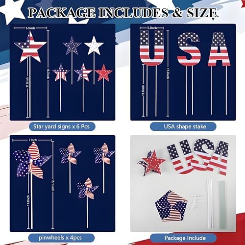 13Pcs 4th of July Outdoor Decoration Patriotic Garden Stakes