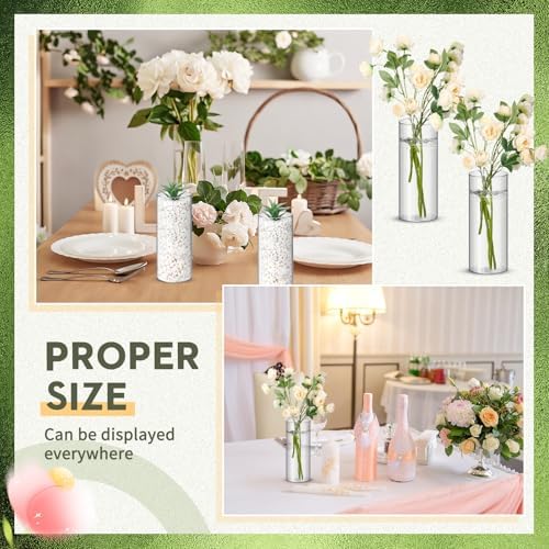 Nuogo 12 Pcs Clear Acrylic Cylinder Vases Wedding Centerpieces,8 Inch