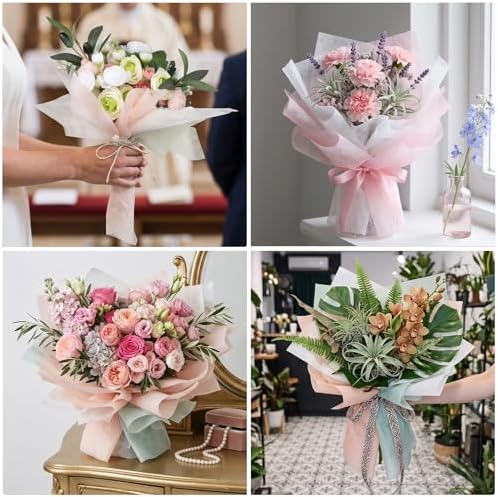 114 Sheet Bouquet Wrapping Paper, Korean Wrapping Flower Paper, Non-Woven Cotton Floral Wrapping Papers, Waterproof Flower Bouquet Wrapping Papers for Florist Supplies, Gift Packaging, 11.8x11.8 Inch