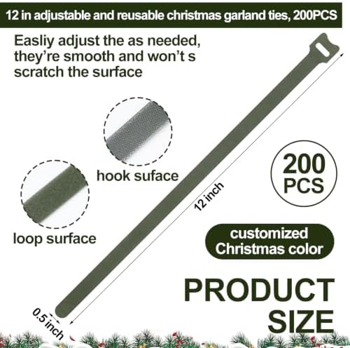 200 Pcs 100 Pcs Christmas Garland Ties for Wreath, Green, 12 Inch