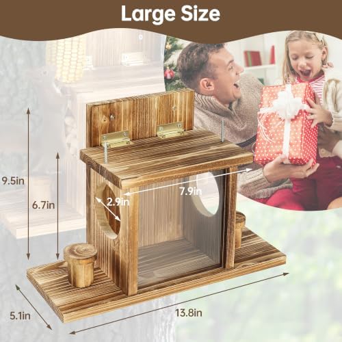 UUMENHA Carbonized Squirrel Feeders for Outside, Funny Chipmunk Feeder