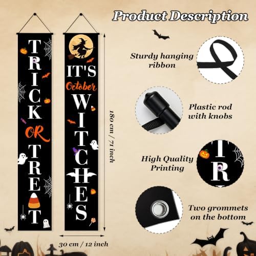 Halloween Door Banners Outdoor Halloween Decorations Witches Porch Decor