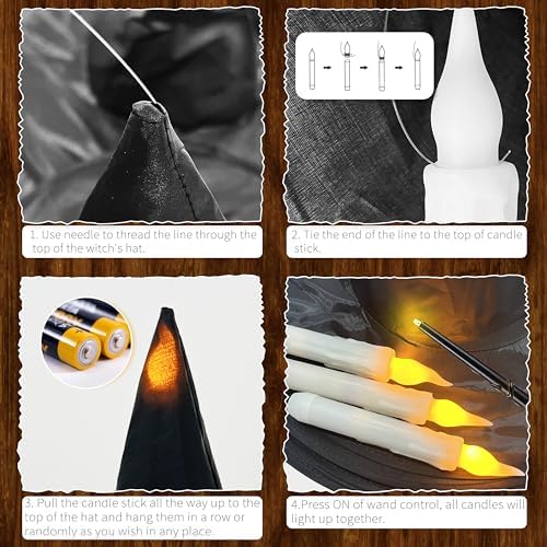 Fayoo 12 Pcs Floating Candles with Wand for Halloween Decor