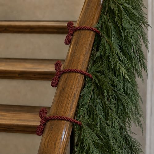 Haute Decor Decorative Twist Ties 6 Pack 16 inch (Burgundy) - Hang Garland, Lights, Decorations