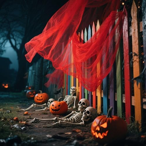 400"x85" Large Halloween Creepy Cloth, Spooky Gauze Party Decoration, Red