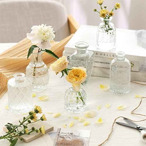 CUCUMI 12pcs Bud Vases for Centerpieces, Clear Glass Vase Decorations