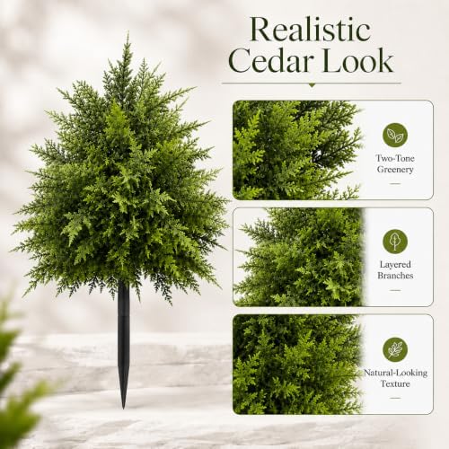 2-Pack Artificial Cedar Trees, 22.83'' Tall with Ground Stakes