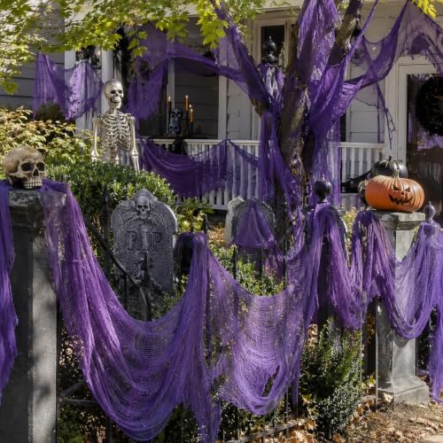 5 Pcs Purple Halloween Gauze Creepy Cloth Fabric Tapestry Decor Decorations