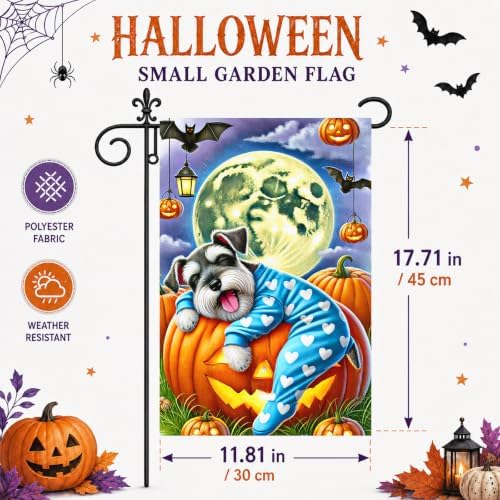 BlissYard Halloween Garden Flag Schnauzer 12x18 Inch Polyester