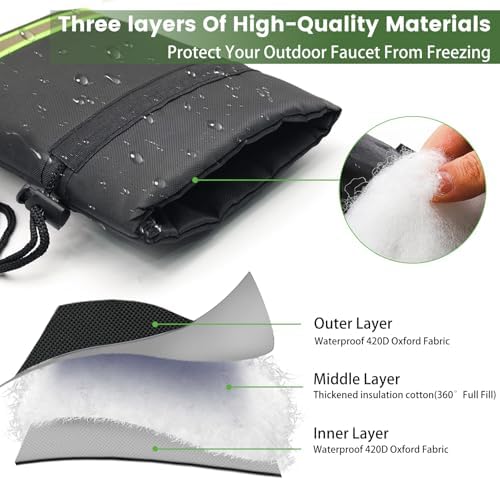 Outdoor Faucet Covers for Winter Freeze Protection, 4 Pack 9" H x 5.9" W Outside Hose Bib Covers for Winter, Thickened Reflective Pipe Wrap Insulation Socks with 420D Waterproof Oxford Fabric