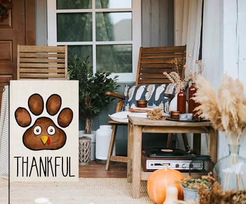 Thanksgiving Turkey Paw Garden Flags for Outside 12x18 Inch Double Sided